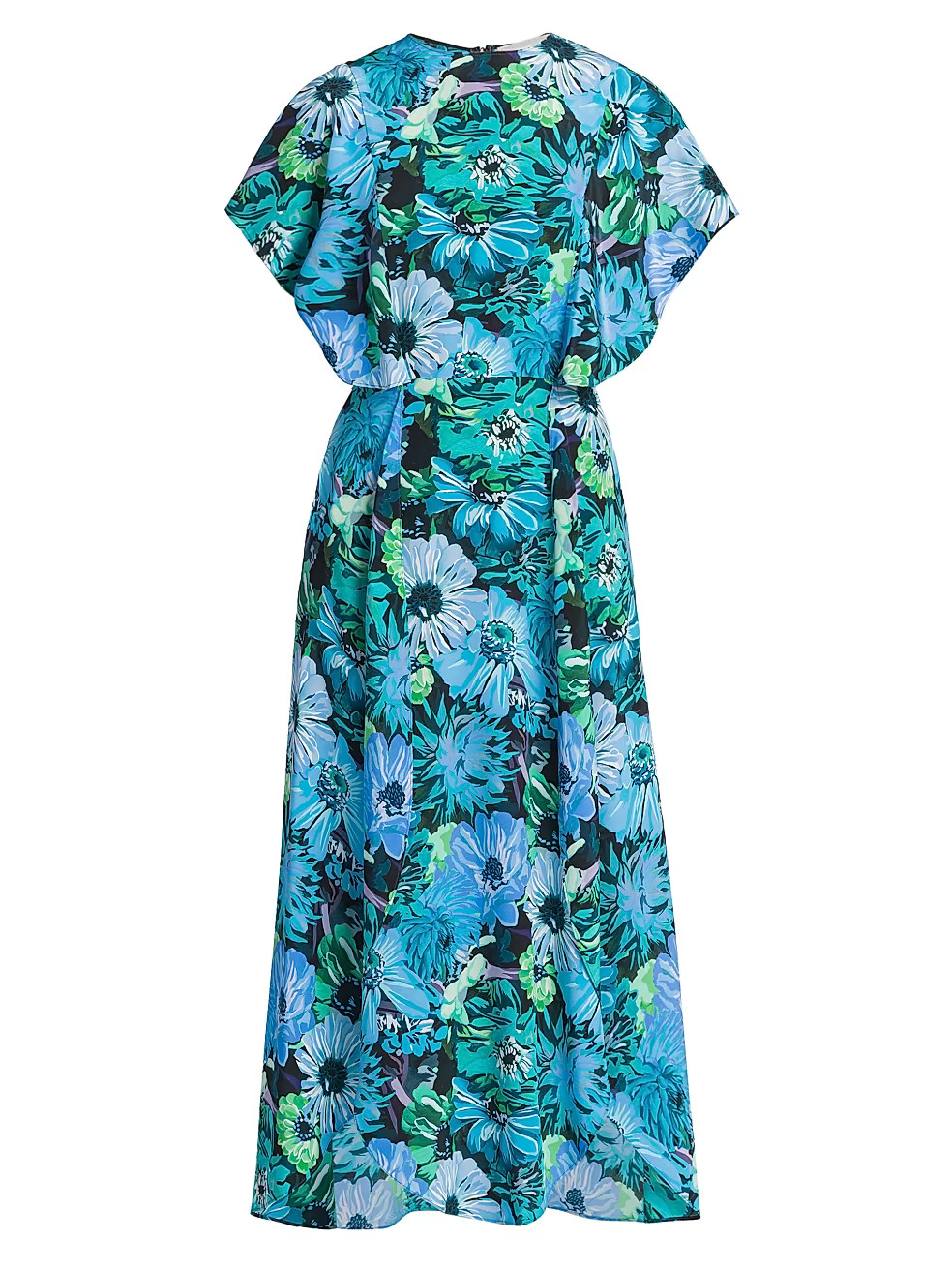 Floral Flutter-Sleeve Midi-Dress | Saks Fifth Avenue