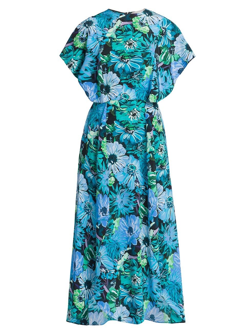 Floral Flutter-Sleeve Midi-Dress | Saks Fifth Avenue