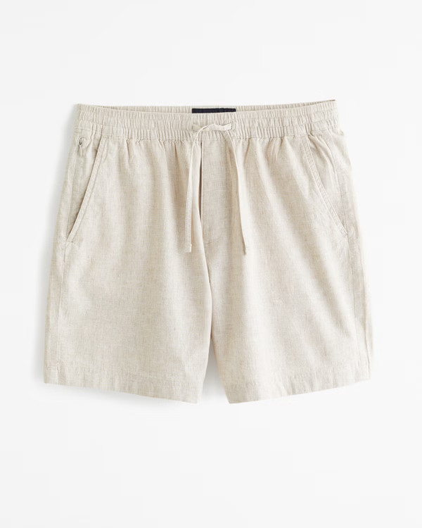 Men's Linen-Blend Pull-On Short | Men's Bottoms | Abercrombie.com | Abercrombie & Fitch (US)