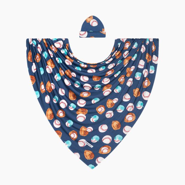 Posh Peanut Swaddle Beanie Set in Medium Blue | Viscose | Babylist