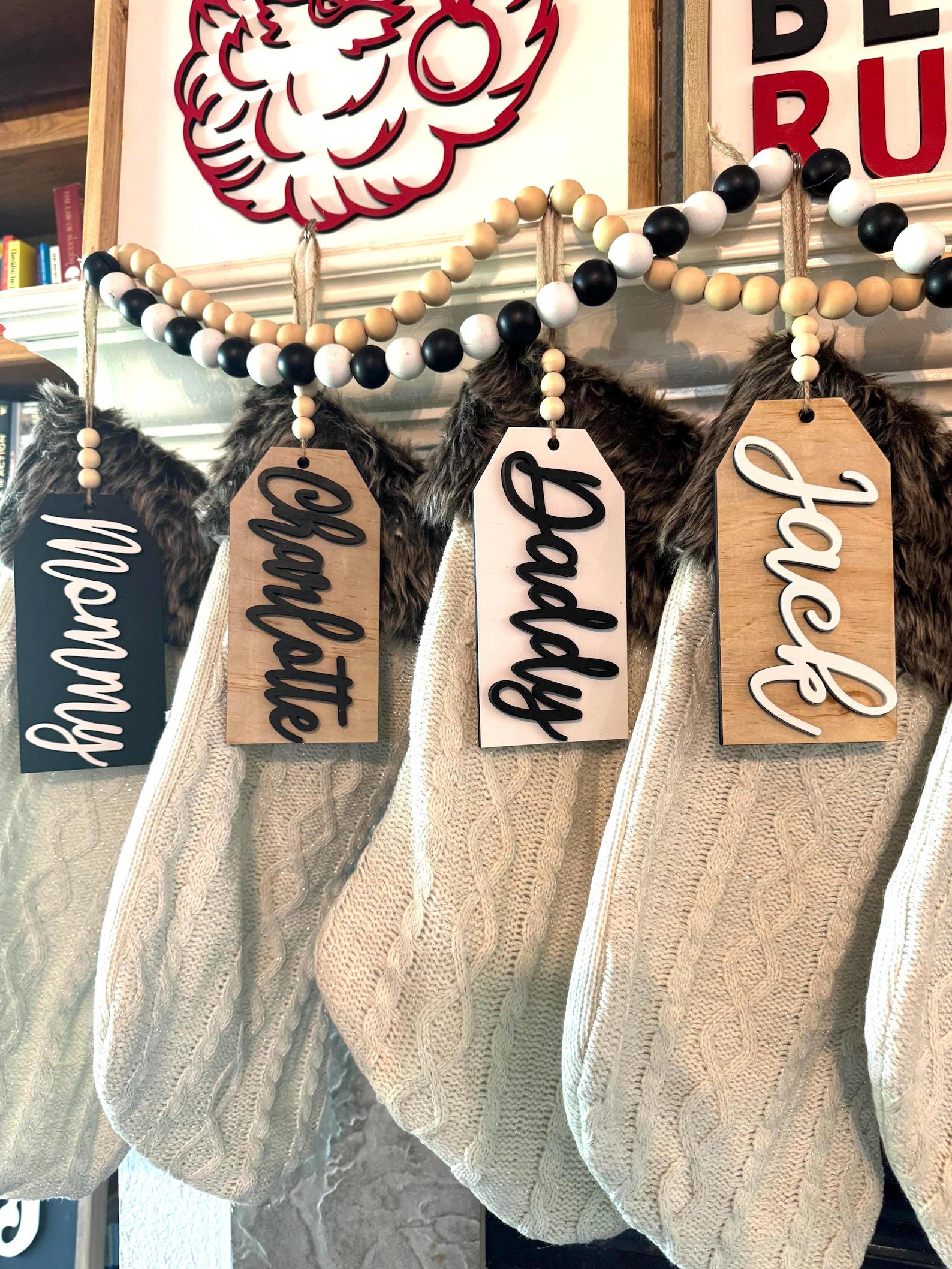 Personalized Christmas Stocking Name Tag, Vintage and Modern Decor, Custom, Minimalist | Etsy (US)