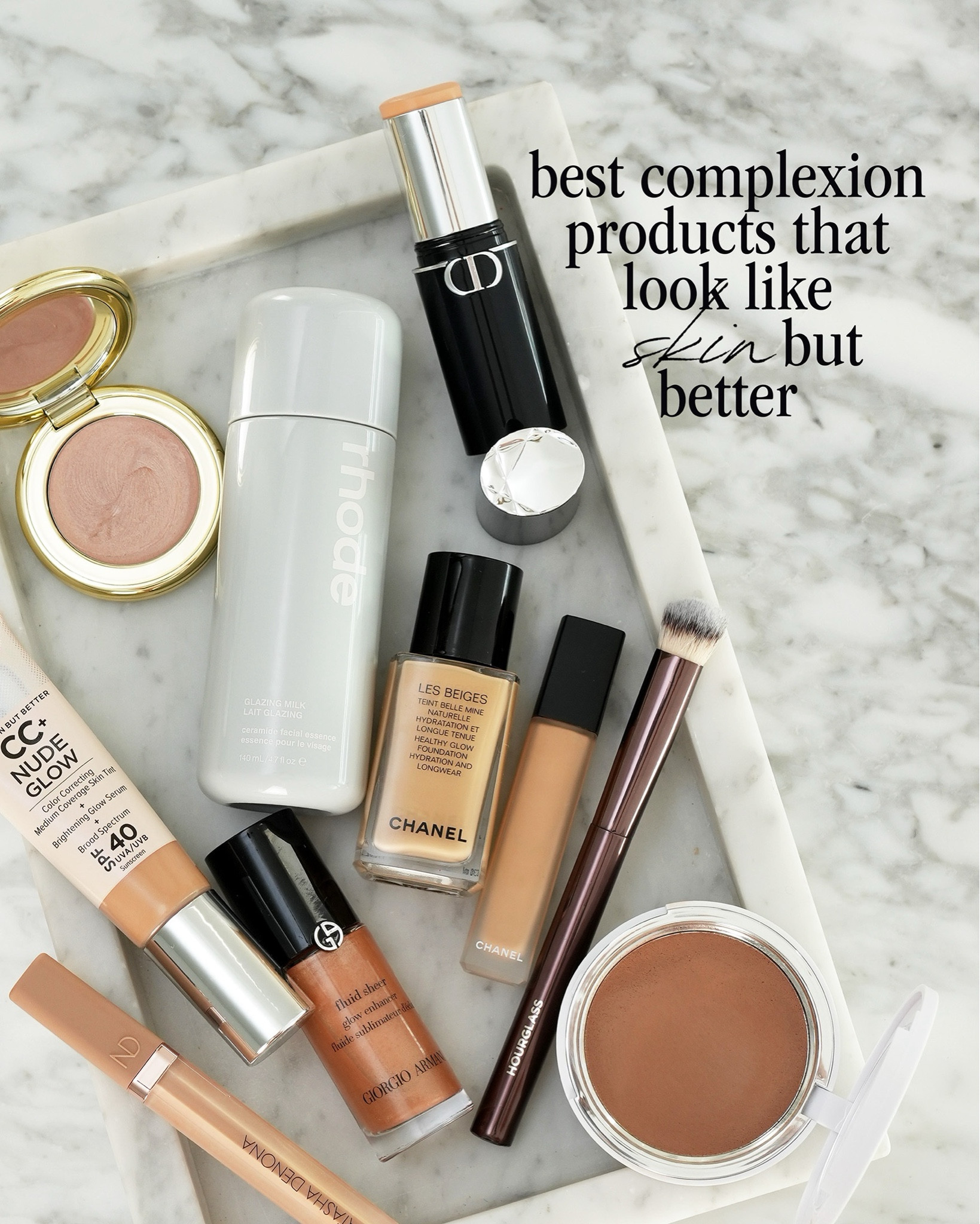 Skin but better favorites! Rounding up the best complexion makeup products I swear by. Full post with all the details are on the blog today but you can swipe through for the quick highlights here.

Foundation favorites are from Dior, Chanel, Armani and It Cosmetics.

Concealer go-tos are from YSL Beauty, Chanel, Natasha Denona.

Complexion glow boosters I've tested and love are from Armani, One/Size, L'Oreal, Saie and Charlotte Tilbury (obsessed with the One/Size Base Thinner!)

Favorite skin like cream bronzers I love are from Makeup By Mario, Merit and Dior.

The Loose Powder I swear by is from Laura Mercier (the OG).

Rhode's Glazing Milk mixed with the Dior Foundation Stick is holy grail material!

Sarah Creal Cream Highlighter is the only one I've been reaching for these days.

What are your holy grails or favorites?

#LTKBeauty
