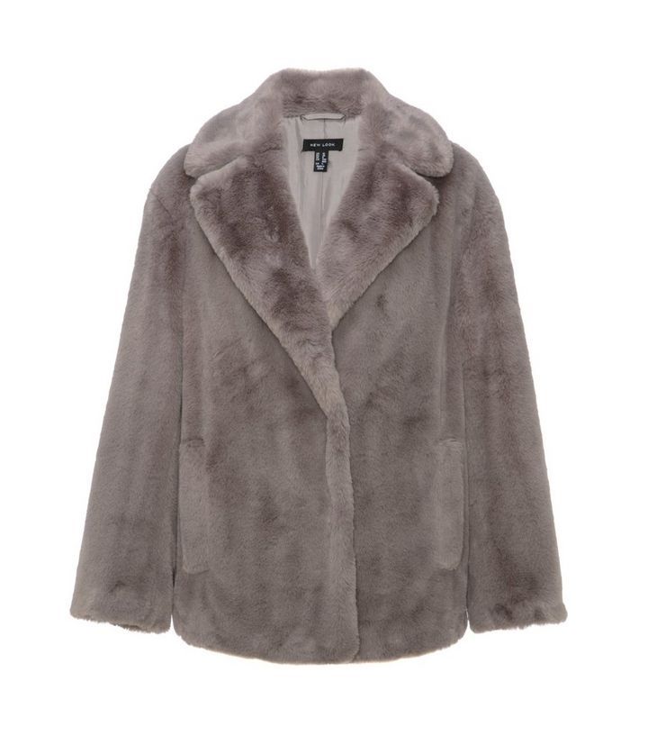 Dark Grey Faux Fur Coat 
						
						Add to Saved Items
						Remove from Saved Items | New Look (UK)