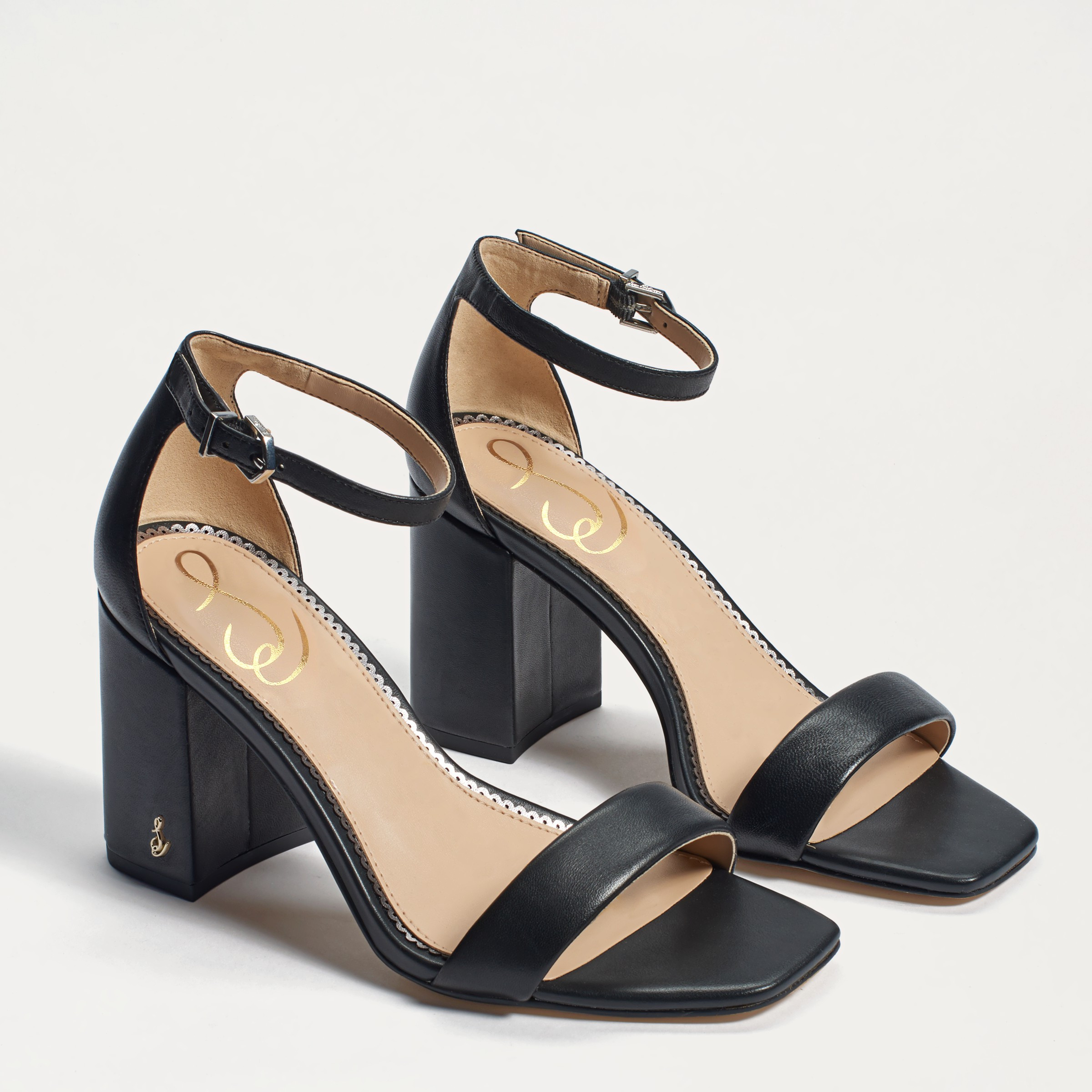 Sam Edelman Daniella Block Heel Sandal Black Leather | Sam Edelman