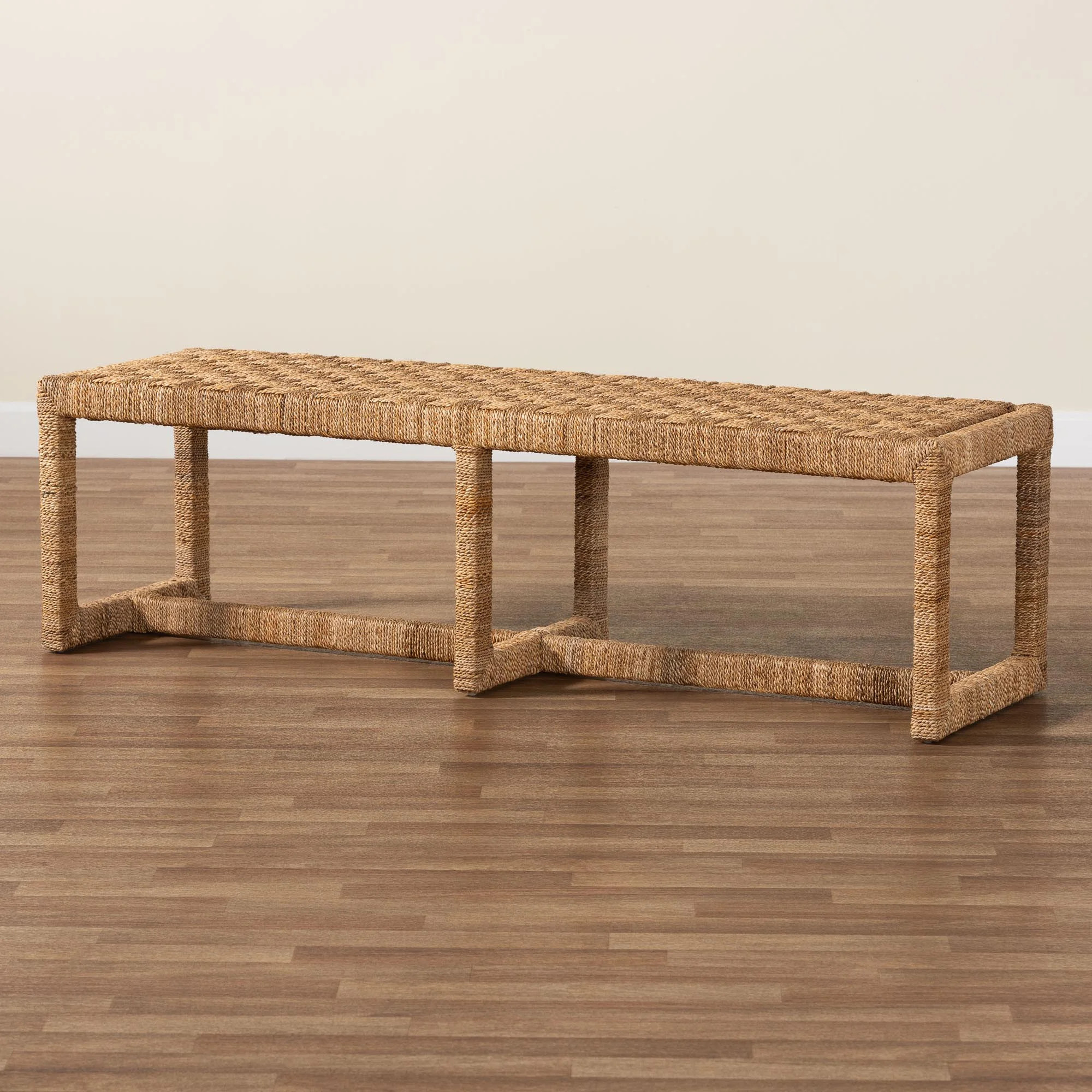 Daown Bali & Pari Cipally Bohemian Seagrass And Mahogany Wood Accent Bench | Wayfair North America