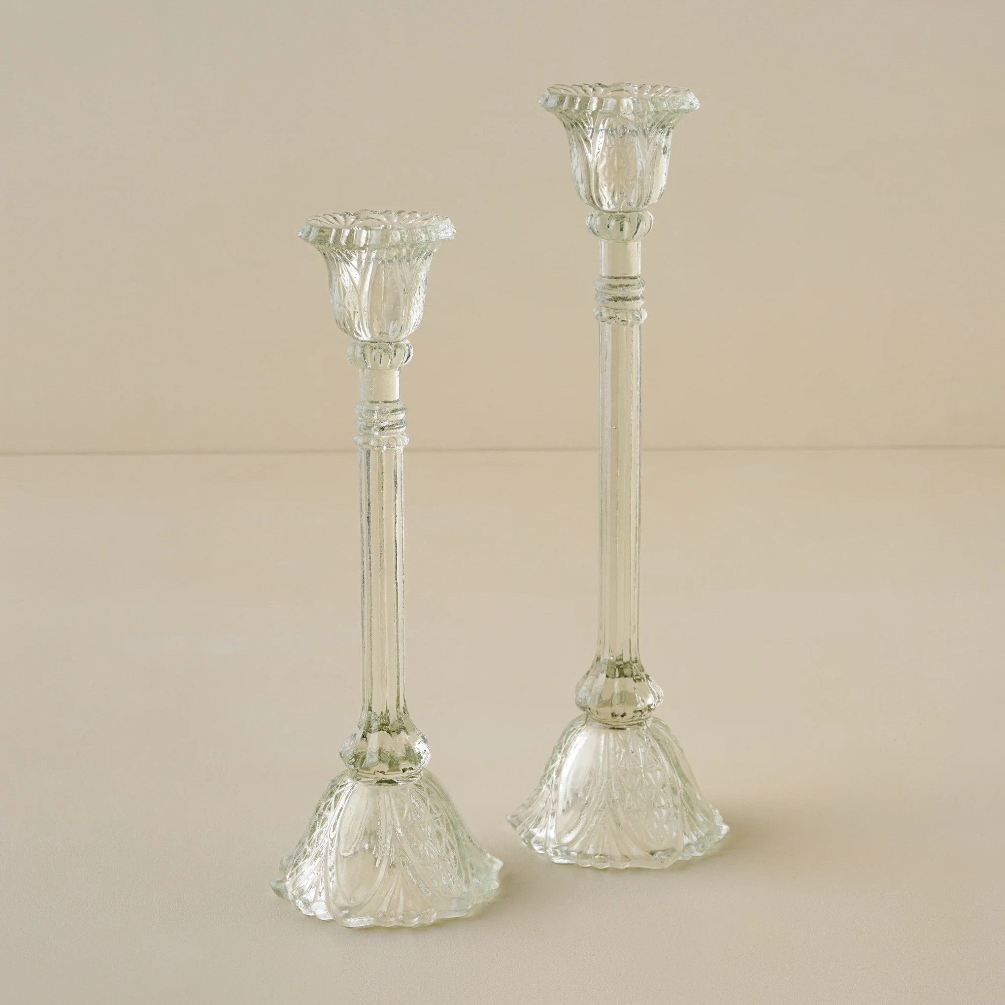 Elsa Antique-Inspired Glass Taper Holder | Magnolia