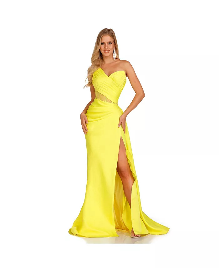 Strapless Draped Side with pointed Bust edge Dress | Macy's