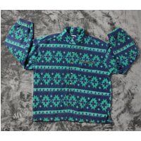 Fleece Goodtime Button Up Botton Down Shirt Aztec Jacket Fleeace L Size | Etsy (US)