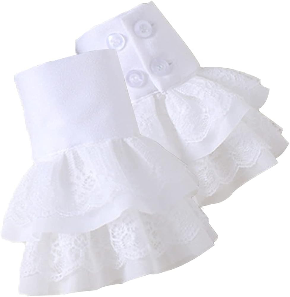 Elegtiskas Lolita False Sleeves Wrist Cuffs Floral Layered Lace Cuff | Amazon (US)