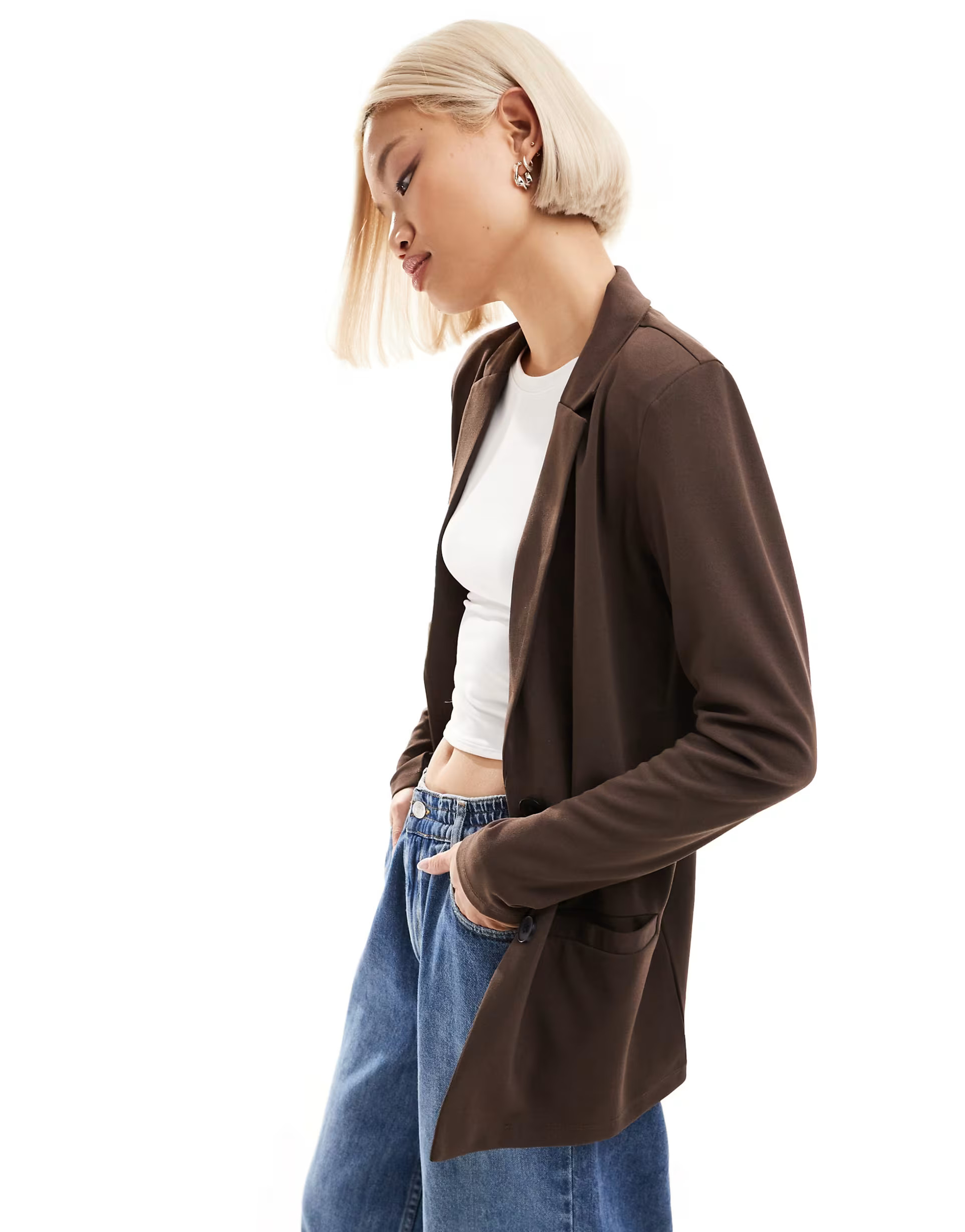 JDY oversized blazer in chocolate brown | ASOS (Global)
