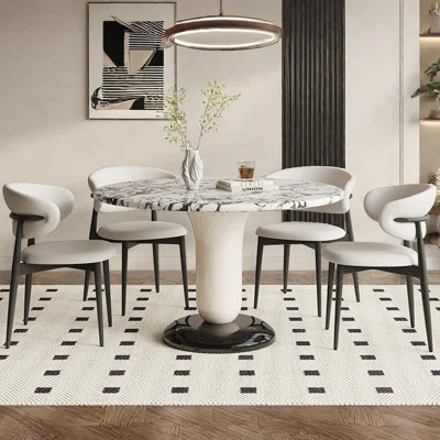 Modern Round Faux Marble Dining Table Set | Wayfair North America