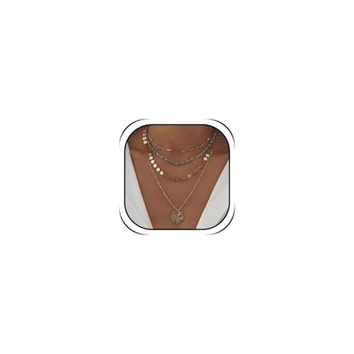 Uunuuo Western Necklaces for Women Gold Layered Necklace Western Gold Jewelry Boho Chain Turquoise Pendant Country Concert Outfit Accessories | Amazon (US)