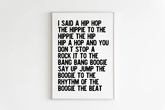 I Said a Hip Hop Rappers Delight Hippie to the Hippie Poster,Gallery Wall,Eclectic Print,Boho Wal... | Etsy (US)