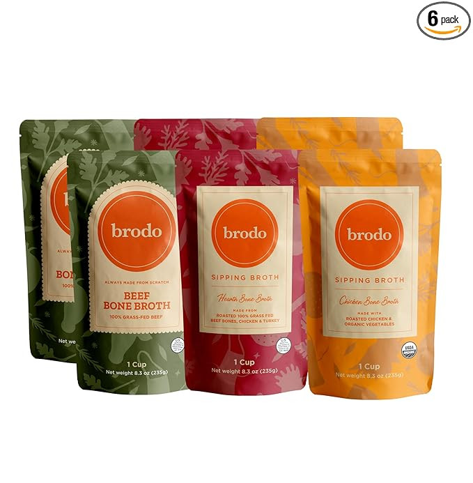 Brodo Organic Chicken Broth | Nutrient Dense, Chef Crafted Bone Broth in Single Serving Pouches |... | Amazon (US)