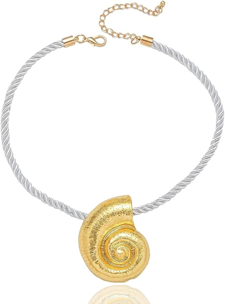 Yalice Gold Shell Pendant Necklace for Women Boho Starfish Sun Choker Necklaces Chunky Beachy Sur... | Amazon (US)