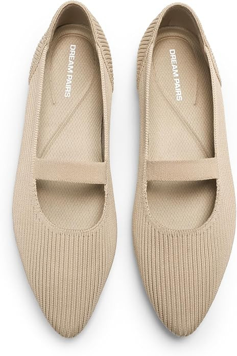 DREAM PAIRS Women's Knit Ballet Flats Pointed Toe Comfortable Dressy Flats for Work Office Shoes ... | Amazon (US)