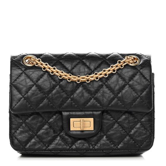 Aged Calfskin Quilted 2.55 Reissue Mini Flap Black | FASHIONPHILE (US)