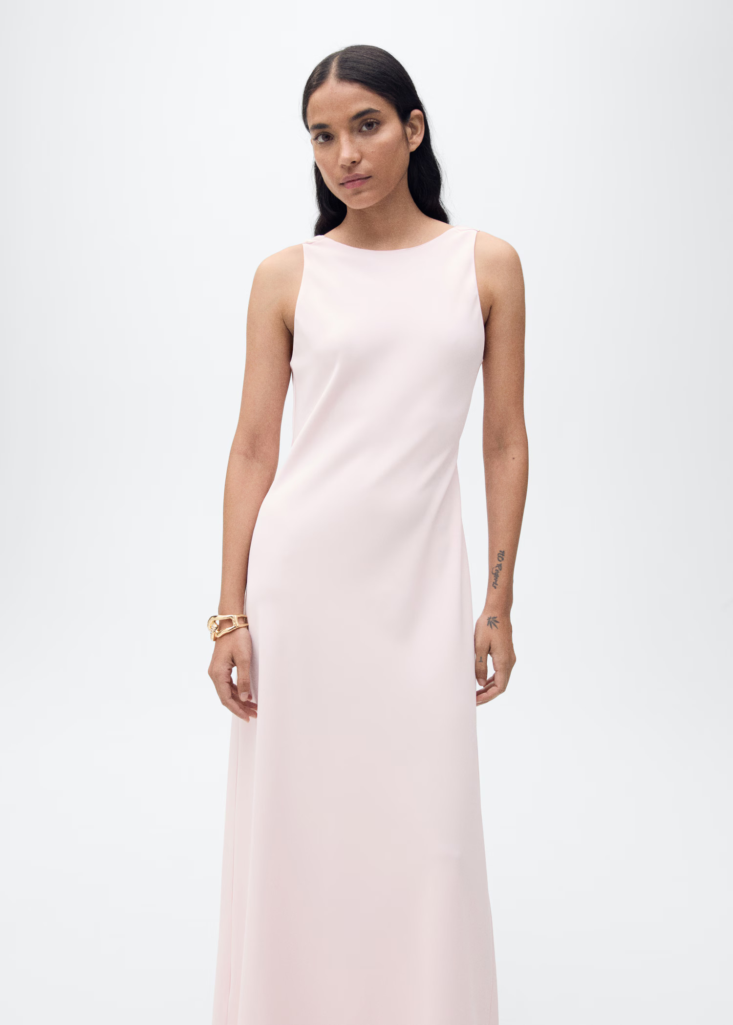 Satin dress with draped back - Women | MANGO United Kingdom | MANGO (UK)