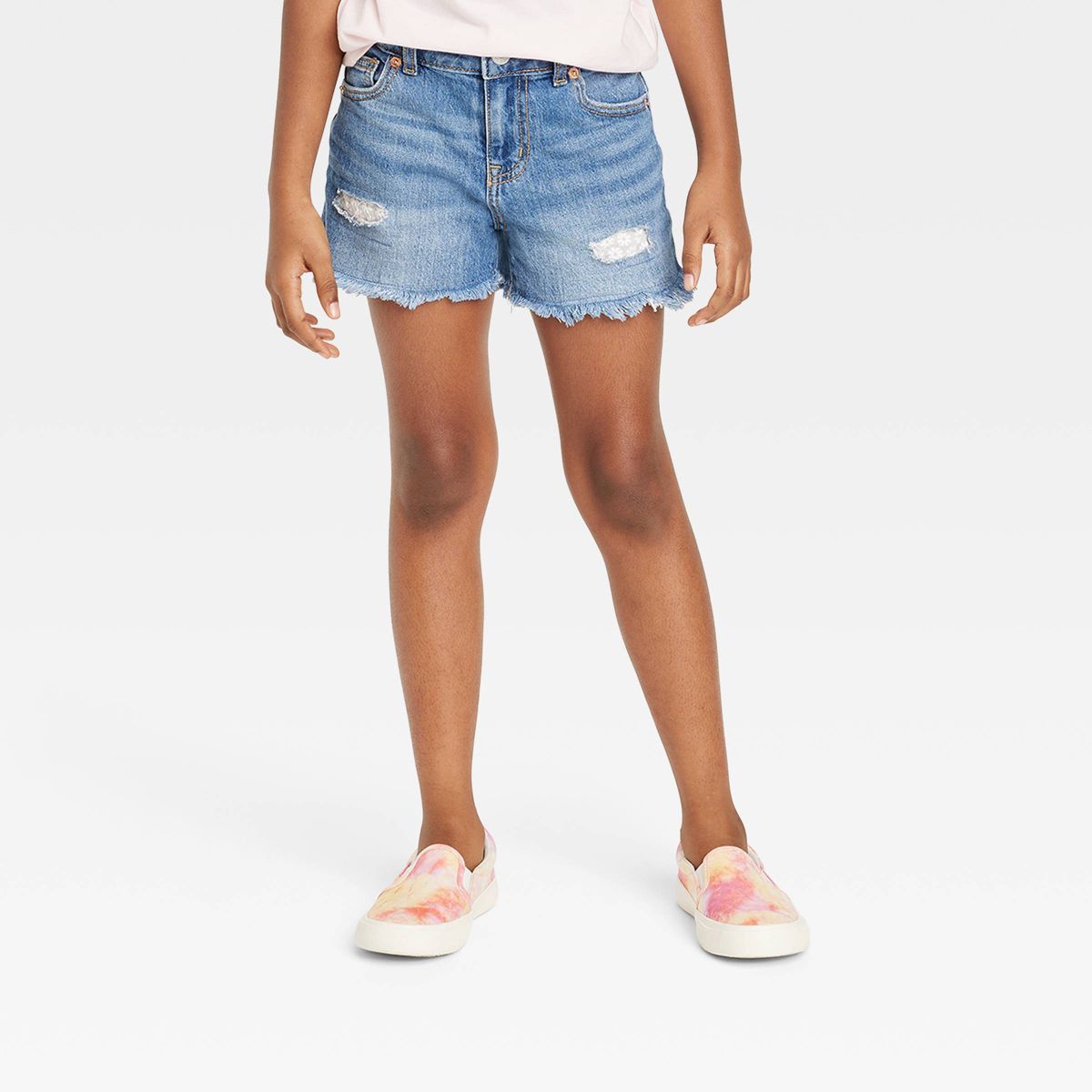 Girls' Cut-Off Jean Shorts - Cat & Jack™ Medium Wash | Target