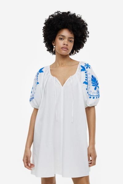 Embroidered Poplin Dress | H&M (US + CA)