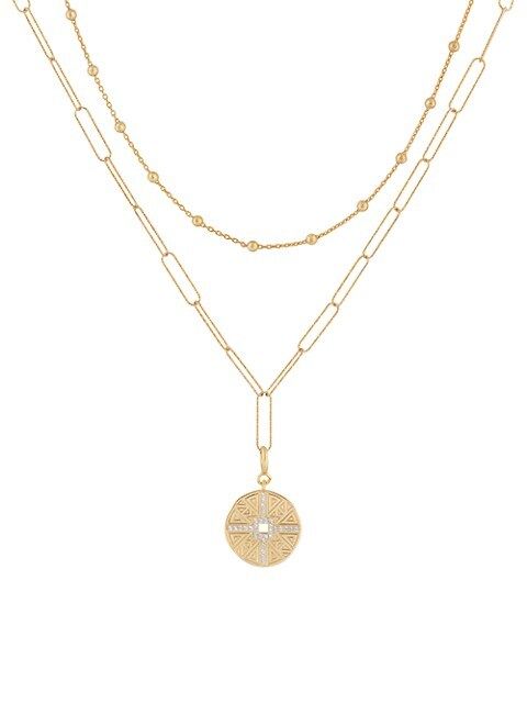 14K Gold-Plated &amp; Zircon Vintage Coin Two-Layer Necklace | Saks Fifth Avenue