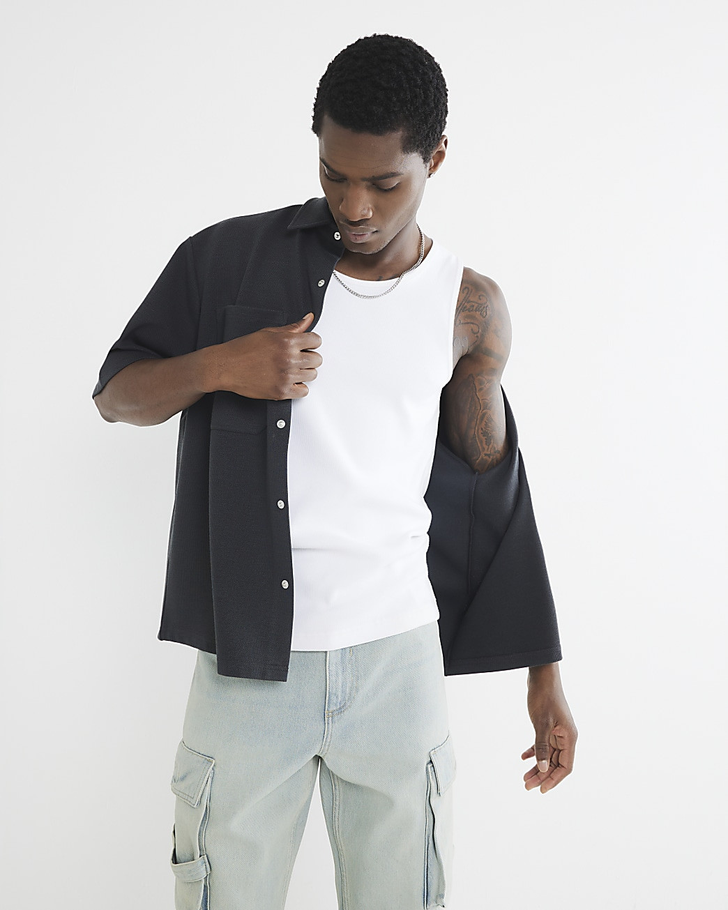 White muscle fit stretch rib vest top | River Island (UK & IE)