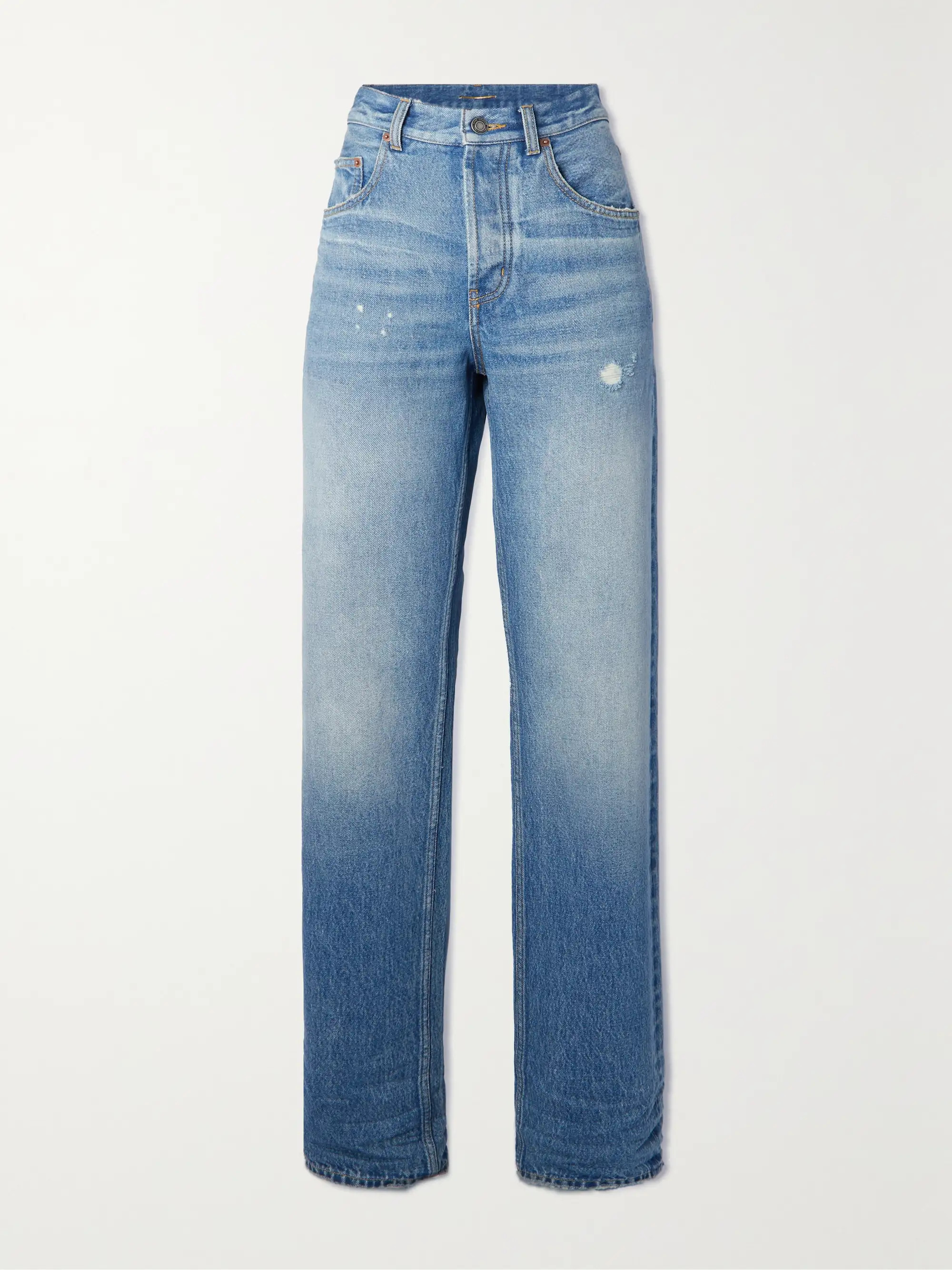 Distressed high-rise straight-leg jeans | NET-A-PORTER (UK & EU)