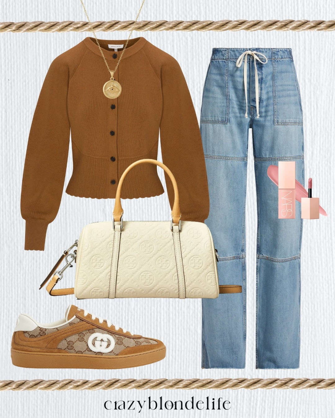 Adorable casual look for fall!🤎 The cardigan is by Rebecca Taylor and such a cute versatile piece. Drawstring pants are a huge trend for fall and this pair is the perfect light wash! Styled with Gucci sneakers and a Tory Burch bag.🍁❣️

#LTKautumn #LTKStyleTip #LTKSeasonal