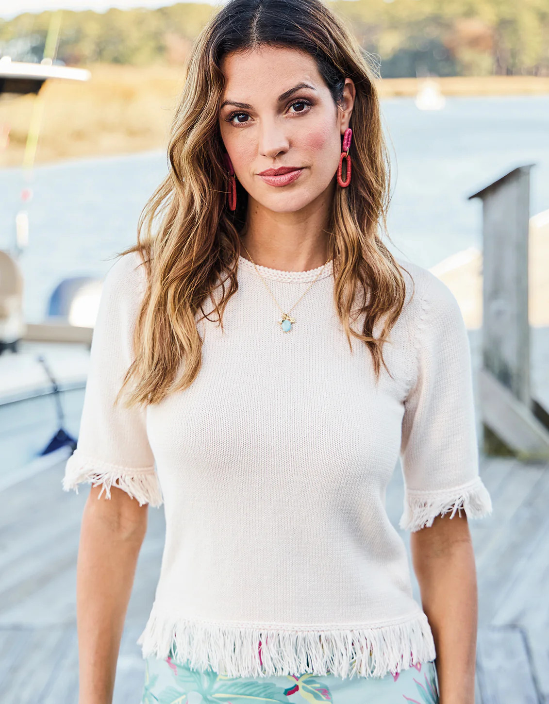 Sofia Fringe Sweater Vanilla Cream | Spartina 449