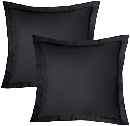 Bedsure Euro Pillow Sham Covers 26x26 Set of 2, Super Soft and Cozy Black European Pillow Shams, Bru | Amazon (US)