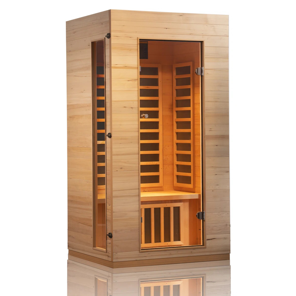 Hongyuan 1 Single Person Indoor Low EMF FAR Infrared Sauna in Hemlock | Wayfair North America
