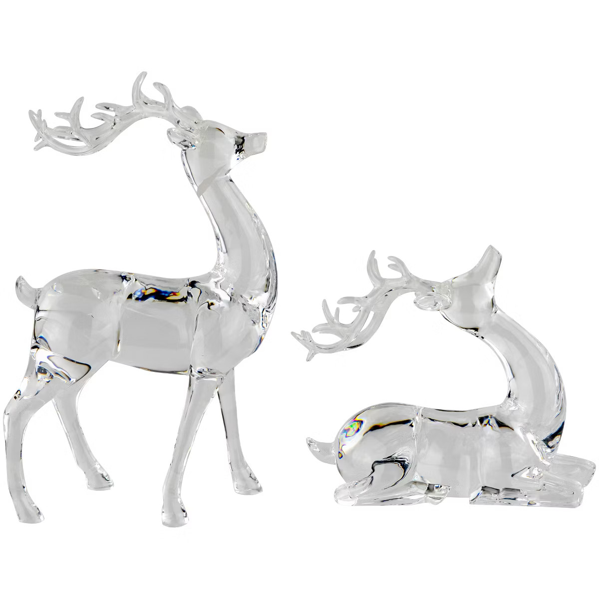 Northlight Set of 2 Kneeling and Standing Reindeer Acrylic Christmas Decorations | Target