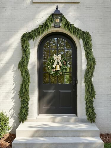 9ft Christmas Cedar Garland with Soft Thickness Pine, Artificial Green Faux Cedar Pine Garland for Mantle Fireplace Indoor Outdoor Holiday Party Home Decoration（2 Pcs） | Amazon (US)