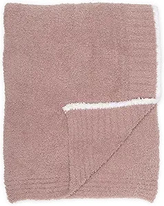 Barefoot Dreams Contrast Trim Throw Blanket 45" x 60" (Vintage Rose/White) | Amazon (US)