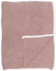 Barefoot Dreams Contrast Trim Throw Blanket 45" x 60" (Vintage Rose/White) | Amazon (US)