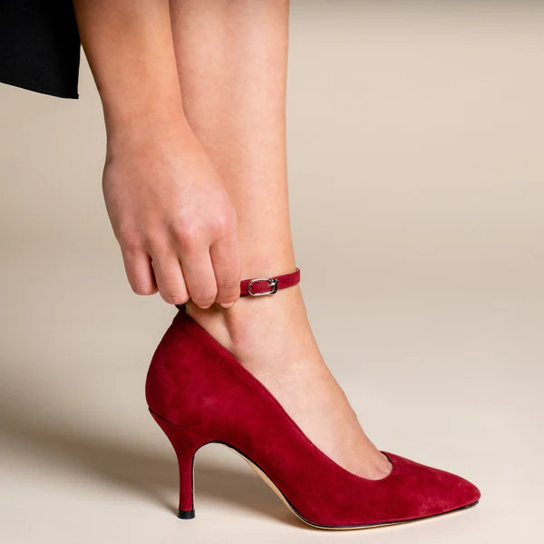 Gutsy Garnet Suede Ankle Strap Pump | ALLY Shoes