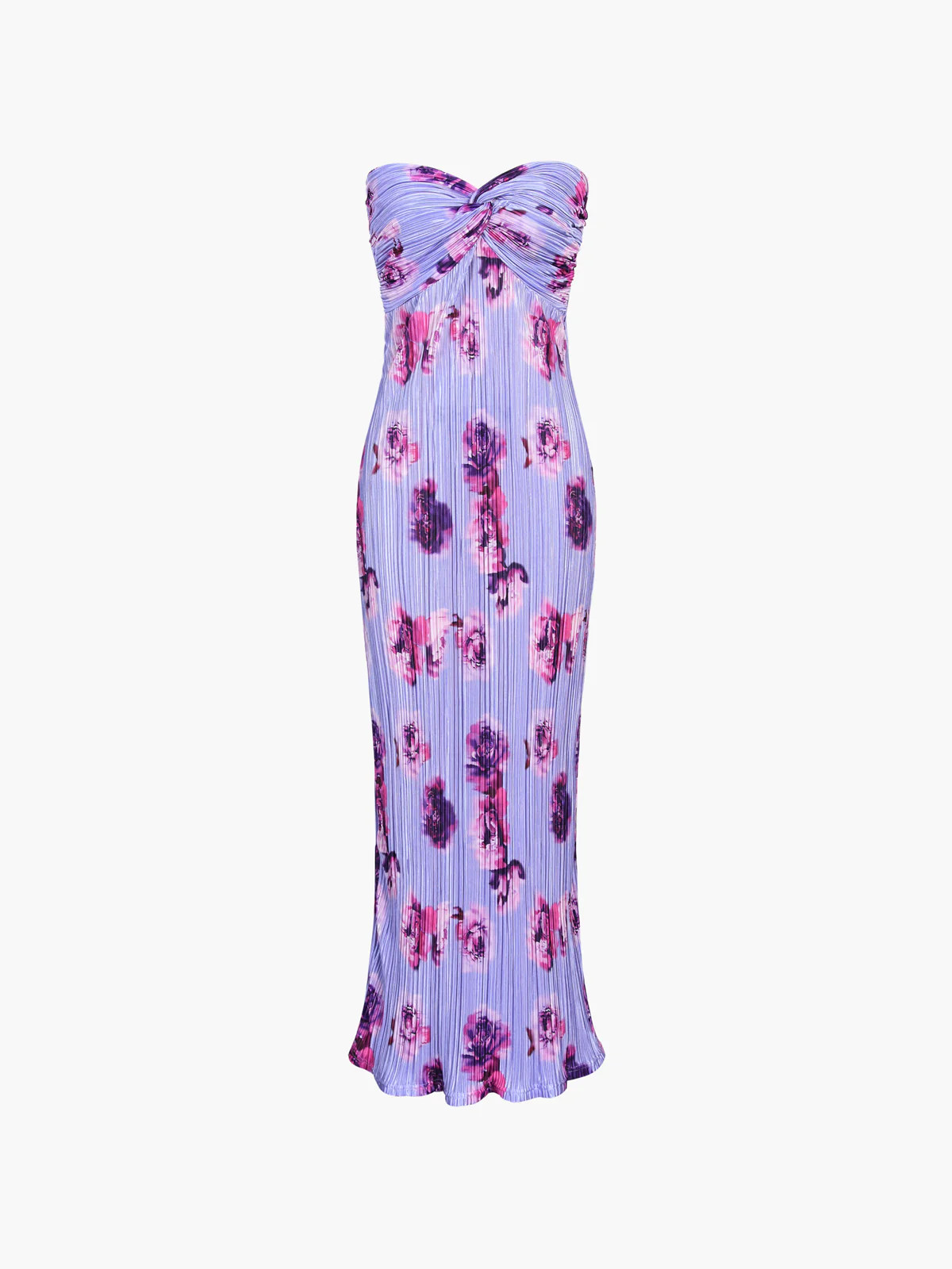 Floral Plisse Twist Tube Long Dress | Commense