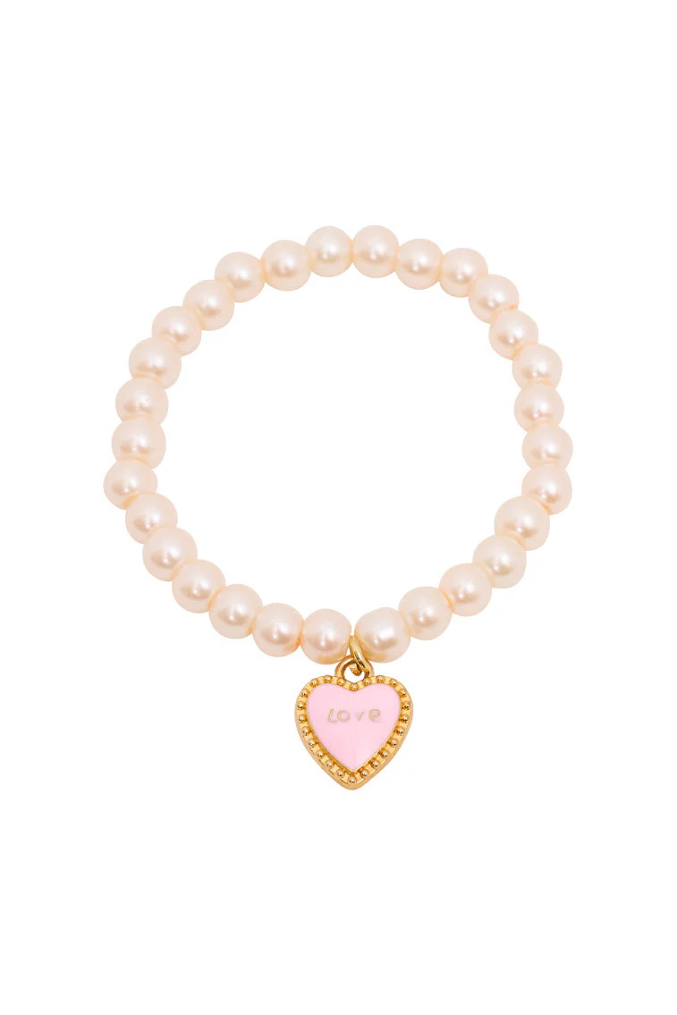 She's Coquette Love Heart Pearl Bracelet | LoveShackFancy