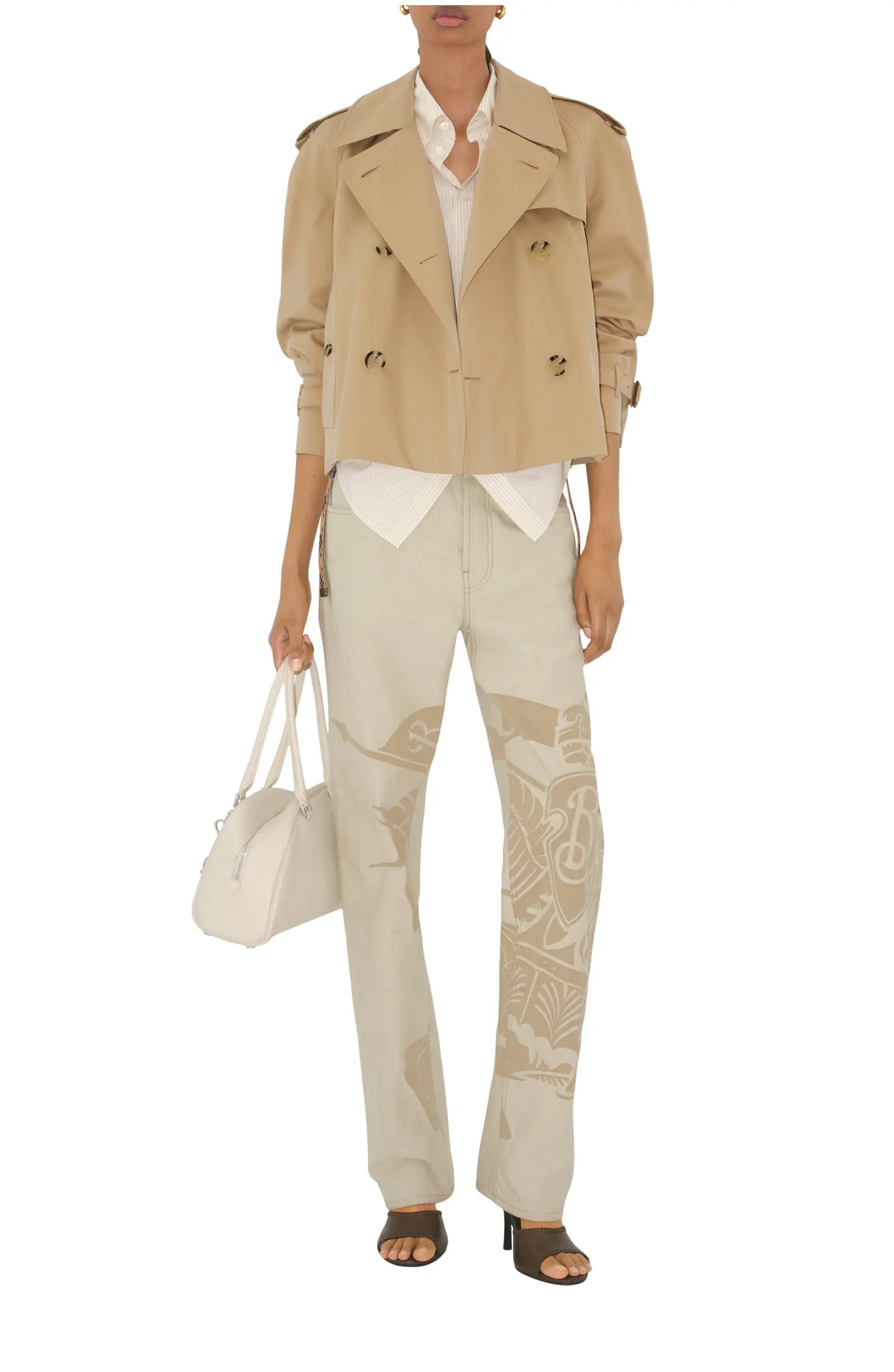 Cropped Tropical Gabardine Trench Jacket | Nordstrom