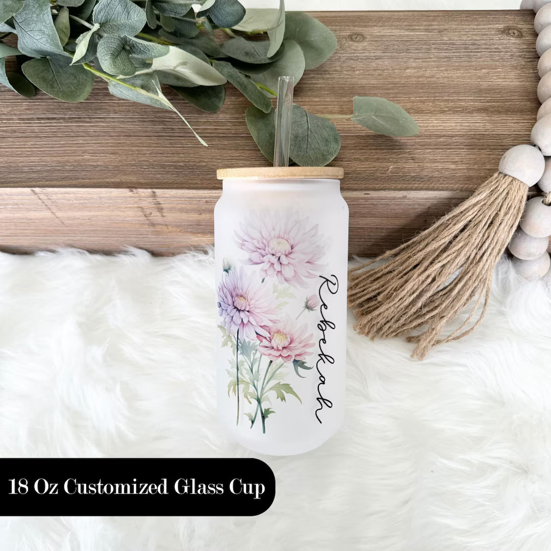 Birth Flower Cup Custom Flower Tumbler With Name Gift for Her Personalized Coffee Cup Mothers Day... | Etsy (US)