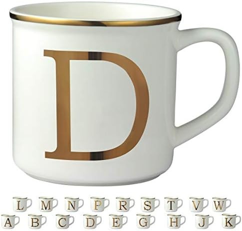Miicol Gold Initials 16 oz Large Monogram Ceramic Coffee Mug Tea Cup for Office and Home Use, Cut... | Amazon (US)