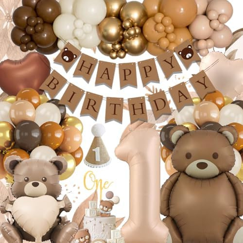 Birthday Balloon Decorations, Bear Birthday Balloons, Retro Matte Bear Balloon Foil Balloon, Retr... | Amazon (CA)