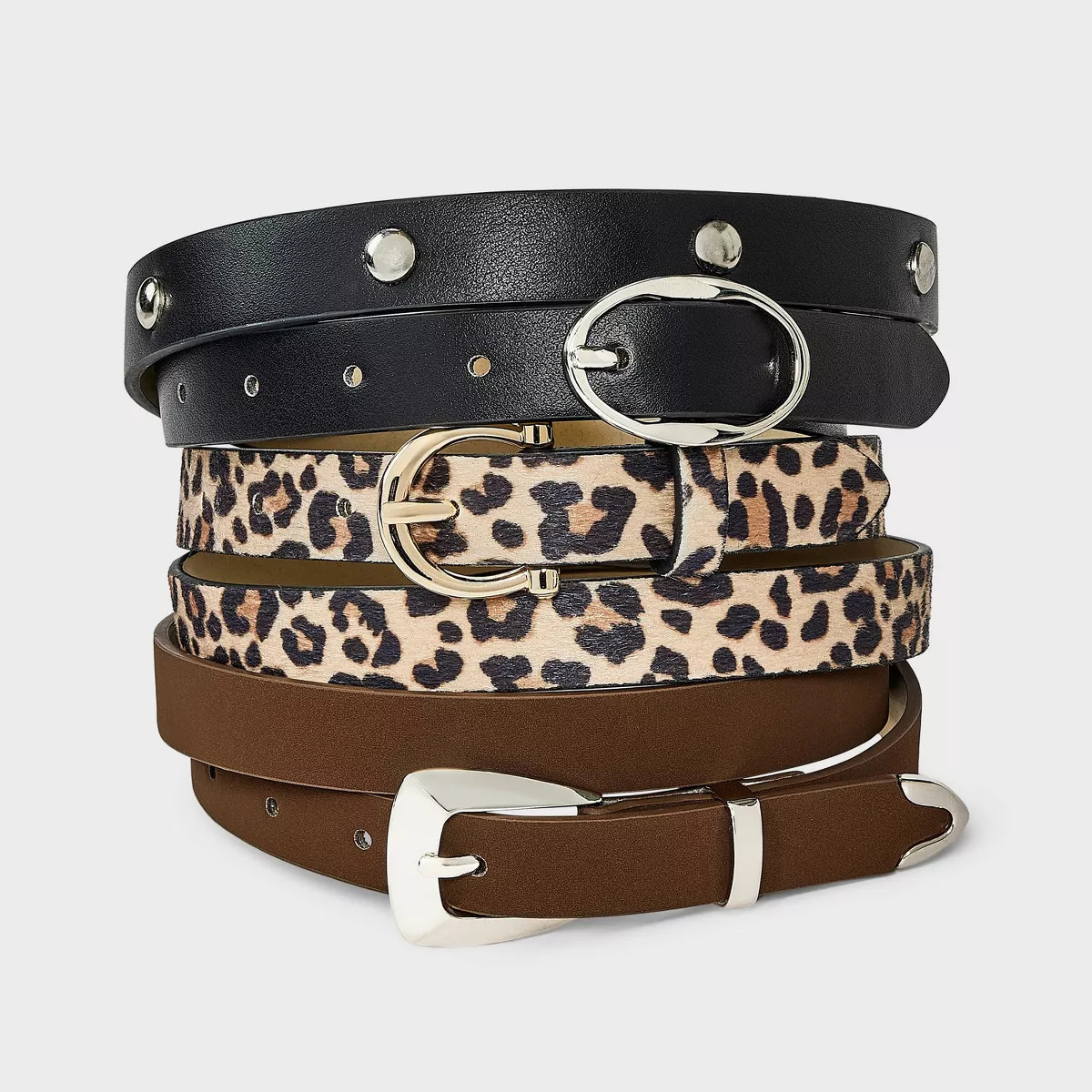 3pk Western Variety Belt - Universal Thread™ Leopard/Black XXL | Target