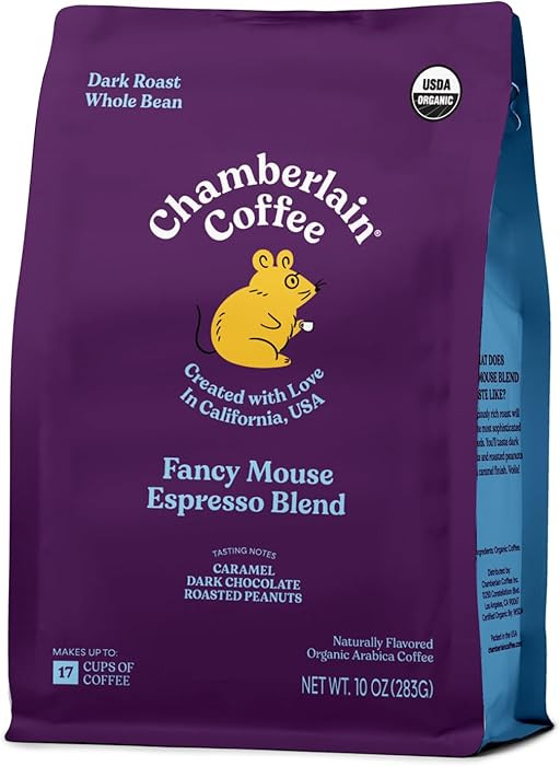 Chamberlain Coffee Fancy Mouse Espresso Blend - Extra Bold, Dark Roast, Organic Coffee, Whole Bea... | Amazon (US)