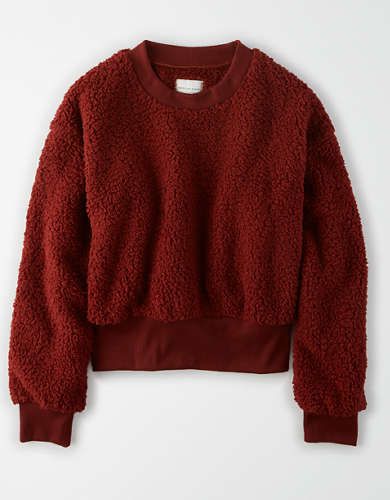 AE Fuzzy Sherpa Crew Neck Sweatshirt | American Eagle Outfitters (US & CA)