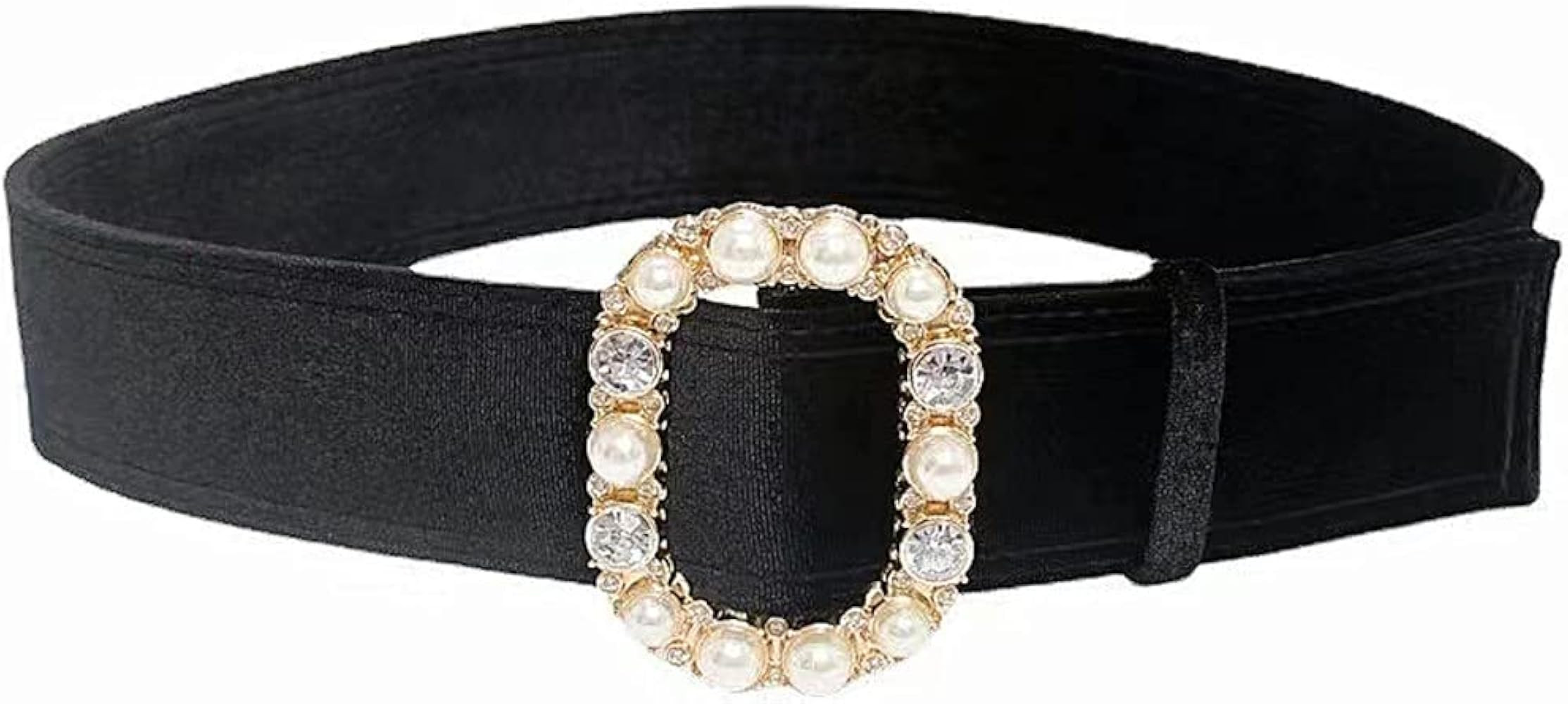 Women Vintage Velvet 2In Wide Waist Belts For Dress Shirt Rhinestone Pearl Circle Buckle Leather ... | Amazon (US)