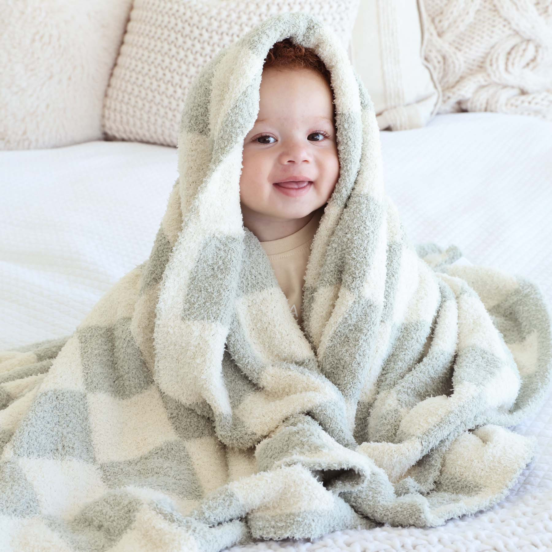 CuddleLane™ Luxe Blankets | Sage Check | Caden Lane