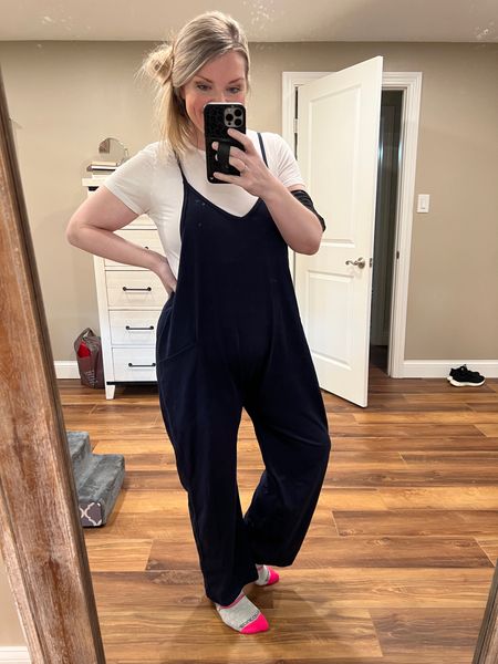 Amazon for the win!!! This jumper is from Amazon, so soft and comfy! I sized up to a large! The straps are adjustable which is great for varying torso sizes!! 
White tee is also from Amazon! Runs small but is so soft! Sized up to a large! Lots of colors in both!! 

#LTKunder50 #LTKstyletip #LTKcurves