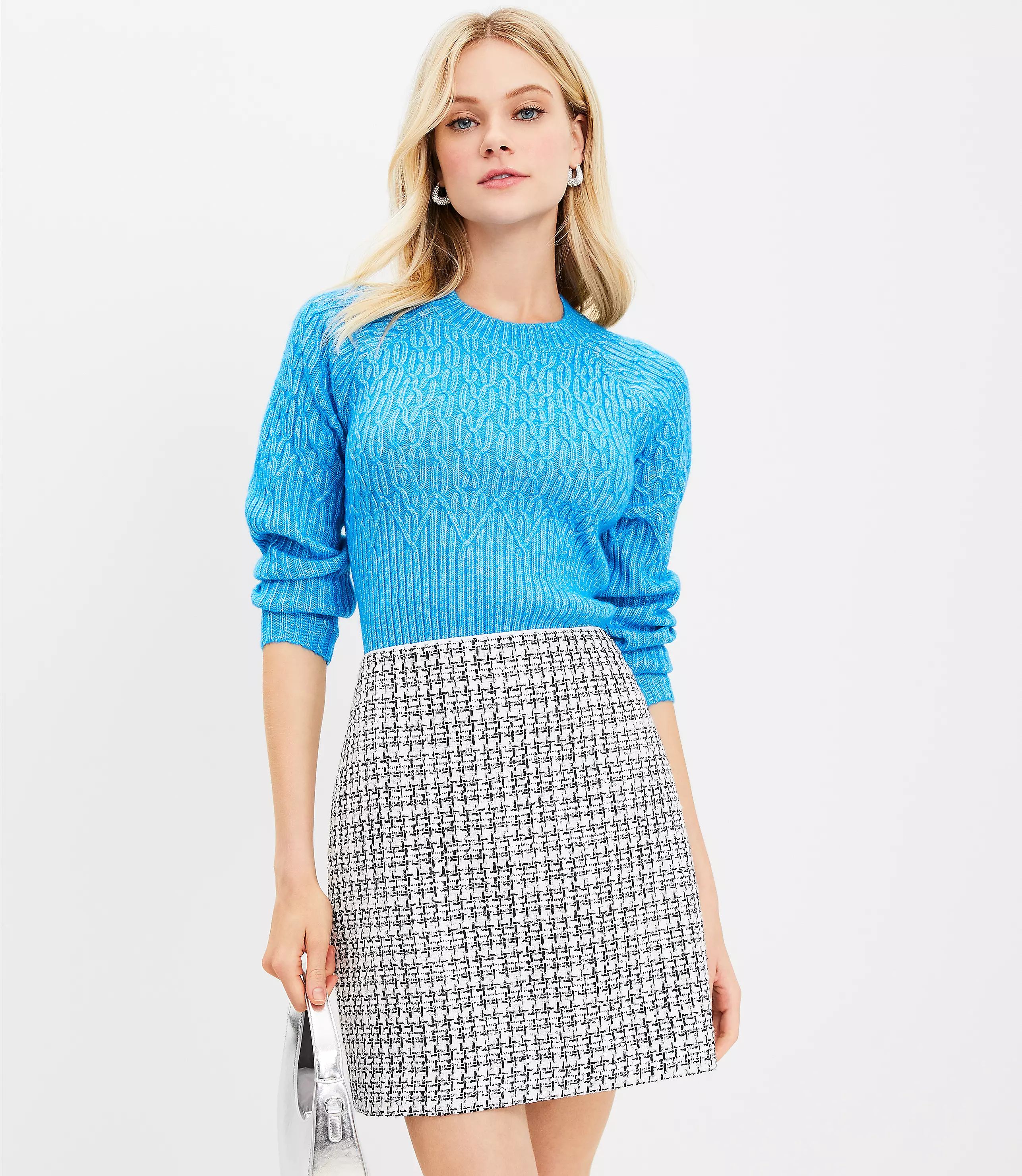 Metallic Sequin Tweed Shift Skirt | LOFT