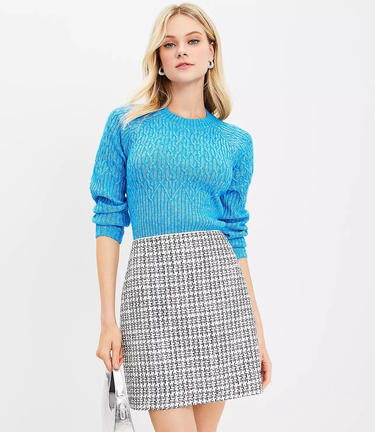 Metallic Sequin Tweed Shift Skirt | LOFT